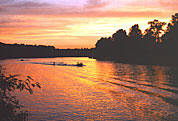 Willalmette River Sunset and boater