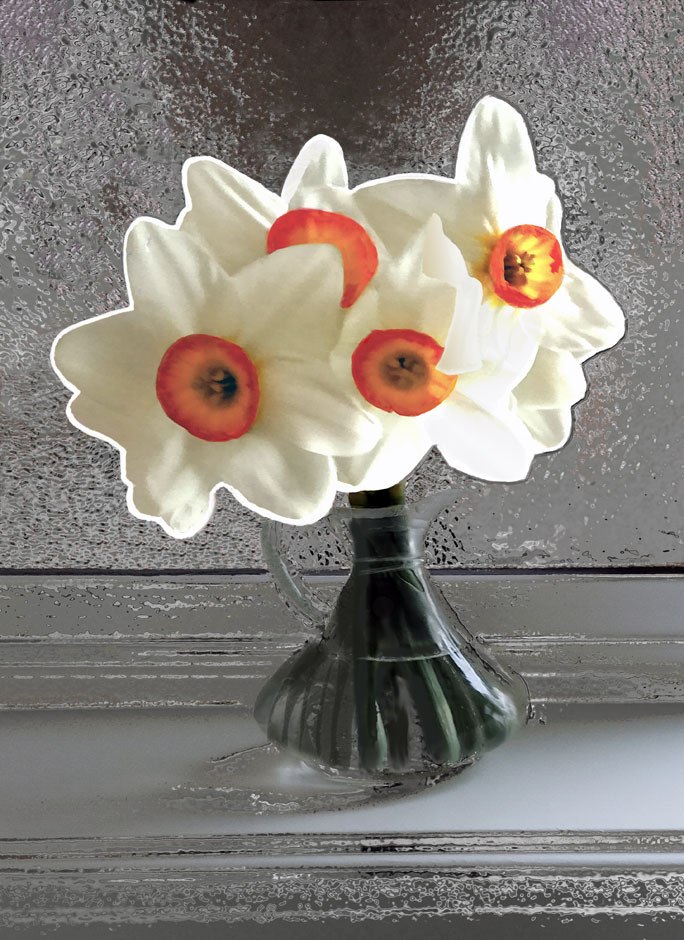 Buy this Painterly image of Orange White Daffodils in Vase, Oregon