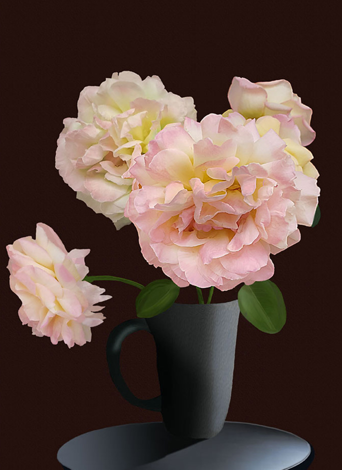 Buy this Painterly image of Peace Rose in a Vase, Oregon