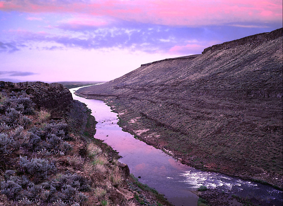 Scotts Dam at pink Sunset, Wild Owyhee River