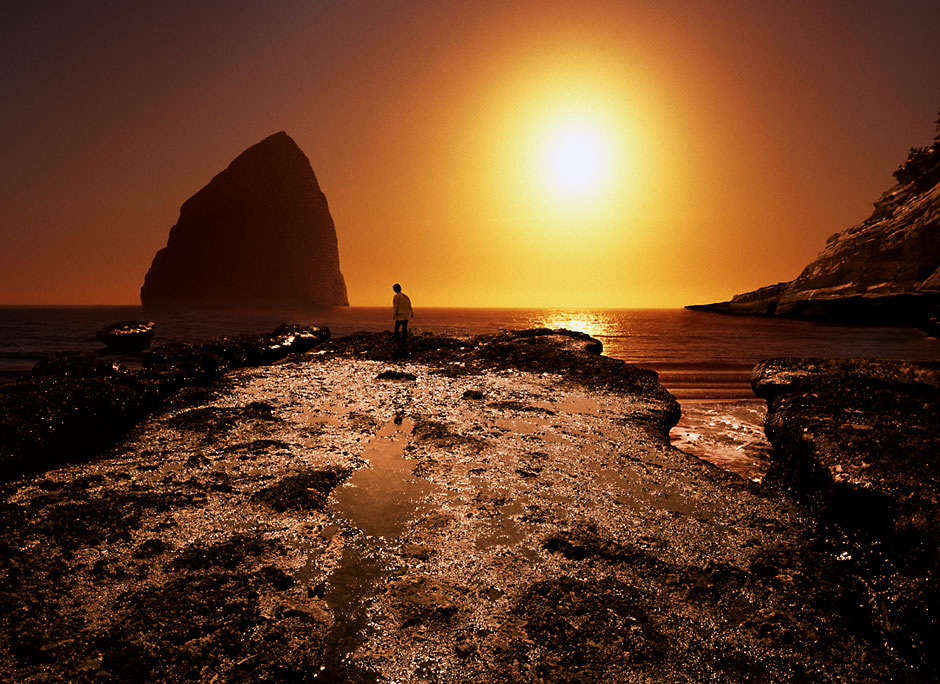 Oregon Coast sunsets - Cape Kiwanda Sunset; N of Pacific City, North of Lincoln City