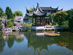 Moon Locking Pavilion in front of the Tower of Cosmic Reflections