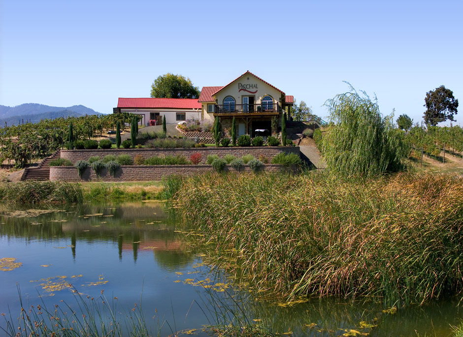 Paschal Tasting Room, Pond, reflections - Bear Creek Appellation