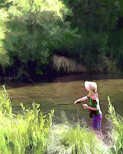 Painting - Fishing the Applegate River near RUCH, OR