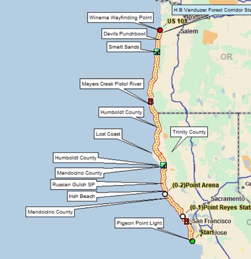 The is the map of our Gallery of parts of the Pacific Coast