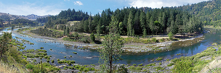 Fisherwoman on the Umpqua River-an Oregon Panorama sold as framed photo or canvas