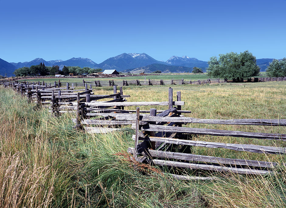 Buy this A farm with snow fences - Wallowa Mountains picture