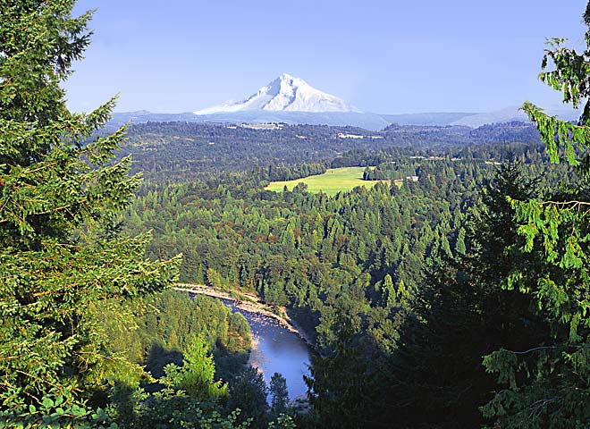 Mt Hood and the Sandy River from Johnsrud Viewpoint; Oregon photofor sale
