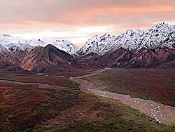 Visible red, yellow and brown basalts & rhyolites give Polychrome Pass its name