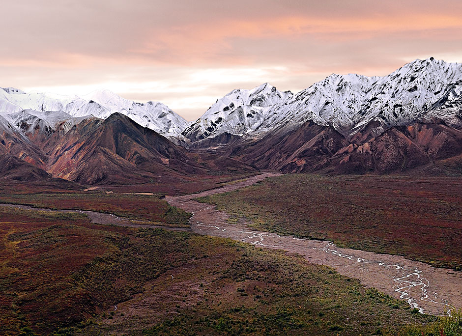 Buy this Visible red, yellow and brown basalts & rhyolites give Polychrome Pass its name picture