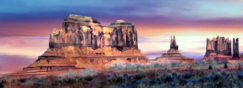 Monument Valley Arizona; Sunset painting on Canvas