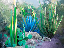 Phoenix Botannical Gardens Cactus Landscape Painting