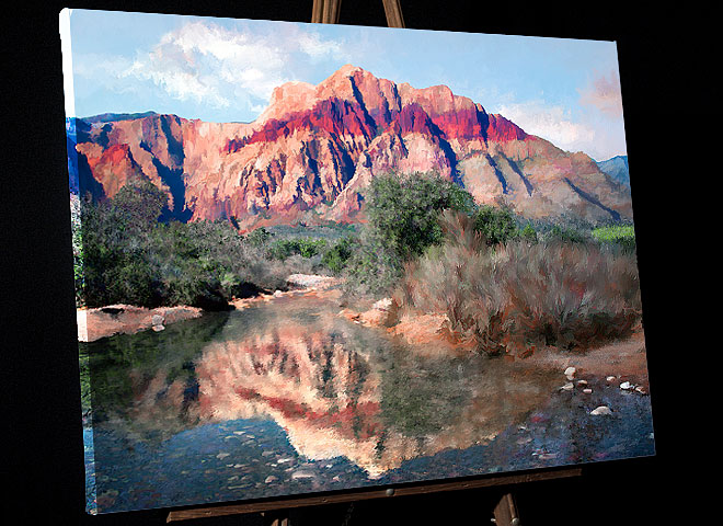 South West Painting Red Rock Canyon Reflected in Temporary Stream; Nevada west of Las Vegas