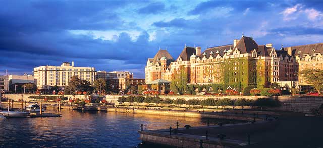 Panorama      Evening Light on the Empress Hotel - Victoria BC - The Inner Harbor