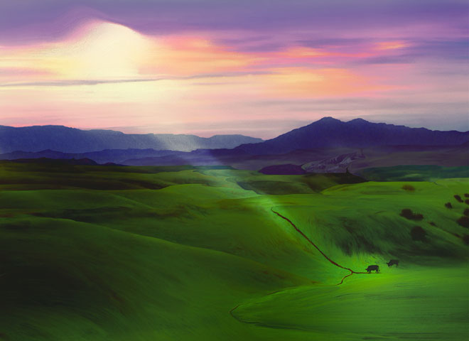 California scenic painting of Santa Lucia Range