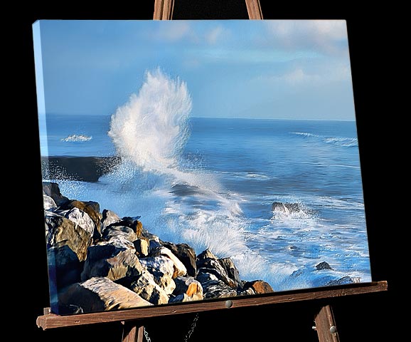 California Central Coast Painting; Santa Cruz Wavebursts sold as framed photo or gallery wrap canvas