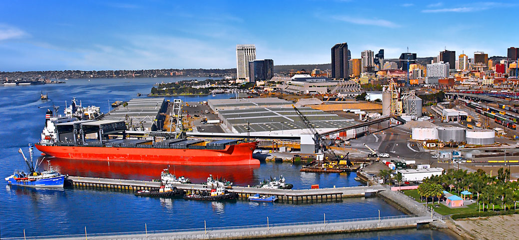 San Diego Bay Southern California Red Ship Photo