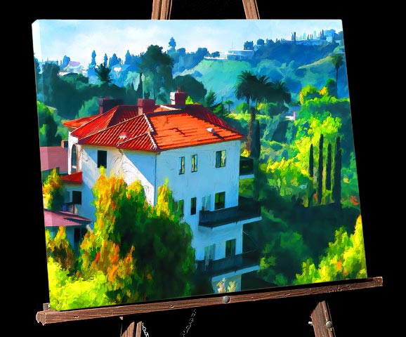 Los Angeles County Painting; Hills from Mulholland Drive sold as framed photo or gallery wrap canvas