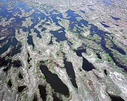 aerial photographs of Central Washington -  Potholes are drainage seep holes from irrigation to the North 