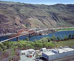 Beebe Bridge replaced an older suspension bridge in 1963; Chelan Falls