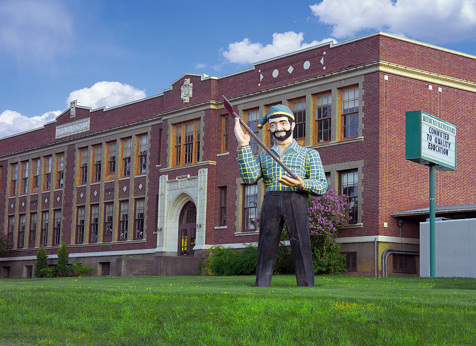 Buy this St. Maries, South of Coeur d'Alene Heyburn School Paul Bunyan picture