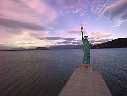Statue of Liberty at Sandpoint City Park on Lake Pend Oreille, ID