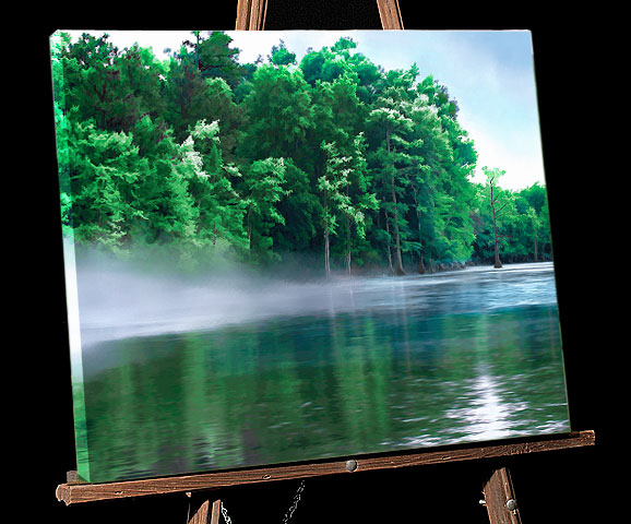 Louisiana Painting; Steam Rising on Black Bayou in Hosston