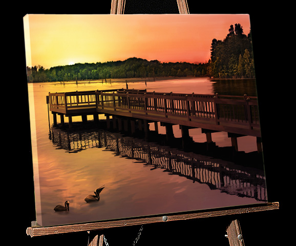 Hosston Louisiana Painting; The Black Bayou as the sun comes up
