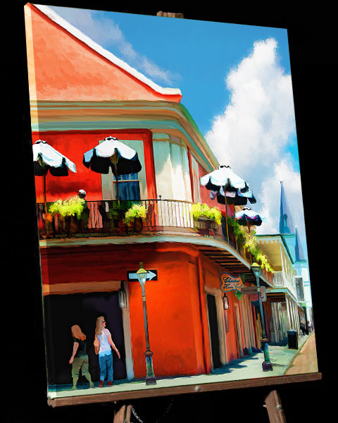 New Orleans Louisiana Painting; colorful French Quarter