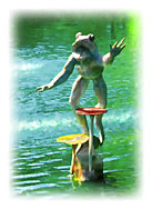 Frog statue in Plantation Scenic pond - watercolor