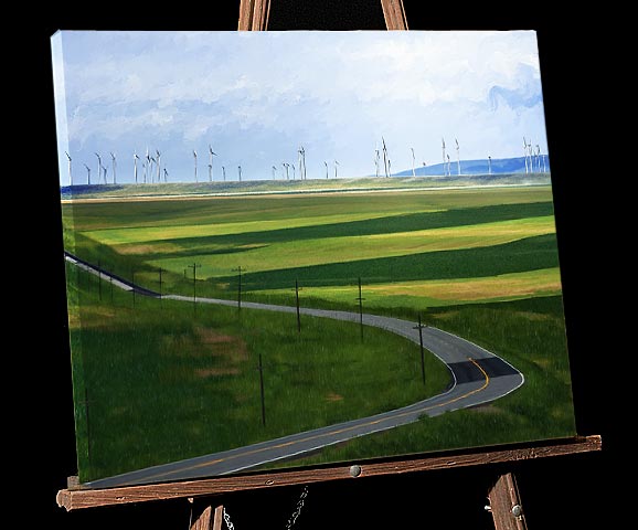 Montana Wind Farm-Wheat Field Painting seen on easel