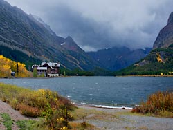 Many Glaciers Hotel on Swiftcurrent Lake in Glacier National Park