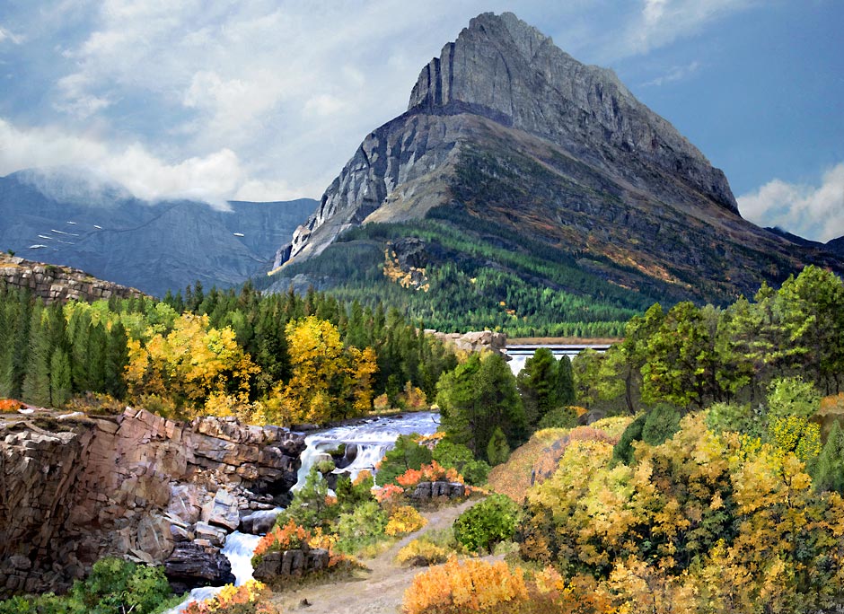 Swiftcurrent Falls & Grinnell Point - Glacier National Park