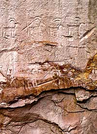 El Morro Petroglyphs from 12000 ya and 1800's; sandstone carvings