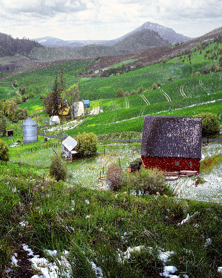 Buy this Spring Snow in Moscow Idaho farm photograph