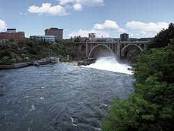 The Spokane Bridge - Monroe Street Bridge and gondola cable cars