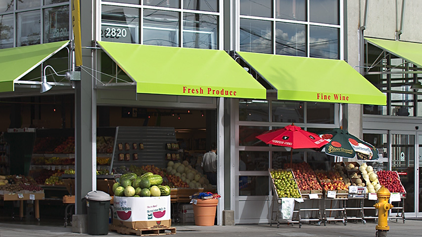 Scenic Washington, Puget Sound, Colorful market on Alki Avenue West Seattle