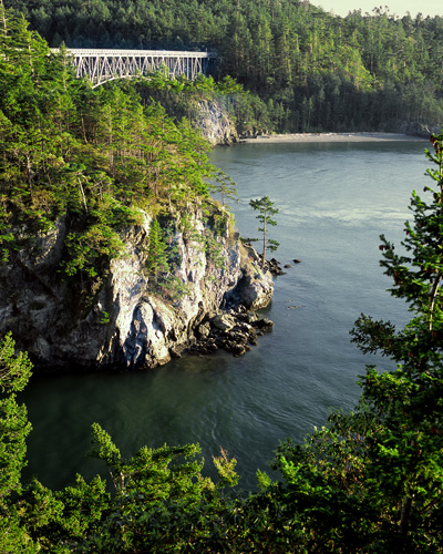 Deception Pass strait, standing on Whidbey Island looking at Fidalgo Island