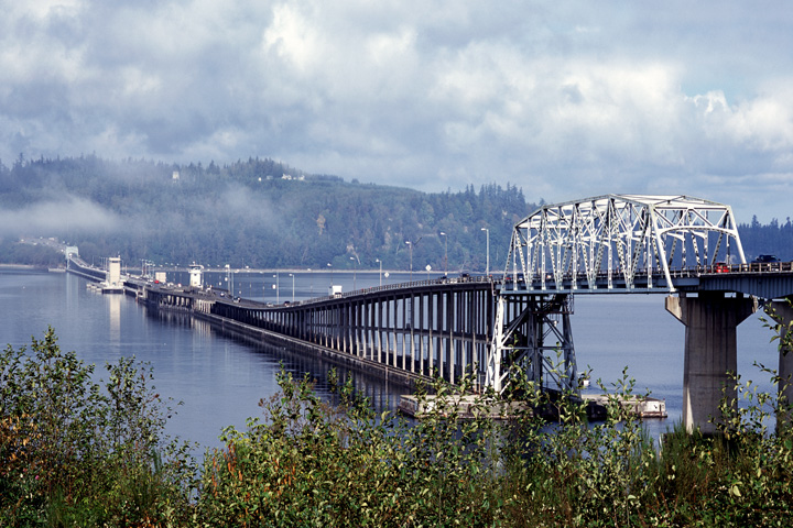 Floating Bridge crossing Hood Canal on Highway 104