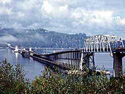 Floating Bridge crossing Hood Canal on Highway 104