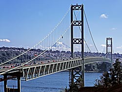 Tacoma Narrows Suspension Bridge; Mt. Rainier