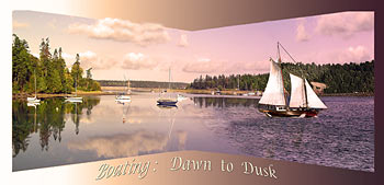 A morning and evening scene of boats; Nordland on Marrowstone Island