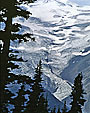 Closeup of Mt. Rainier examining Emmon's Glacier