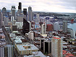 SE view from the Seattle Space Needle; Mt Rainier is visible