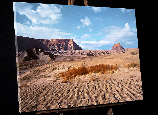 Landscape Art - Capitol Reef National Park - photo to painting of 100 mile waterfold