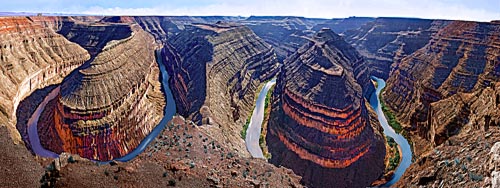 Goosenecks of the San Juan River - Utah State Park; A Meander-In 1.5 mi river goes for 6 mi 