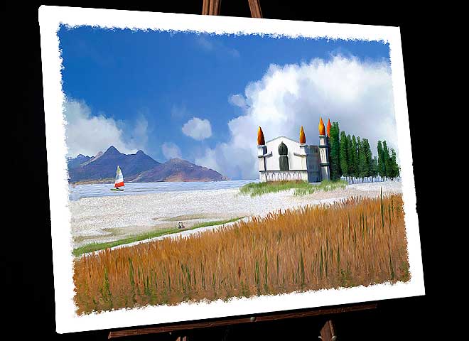 Landscape Art - Saltair III Pavillion - a Salt Lake City Resort - photo to painting 