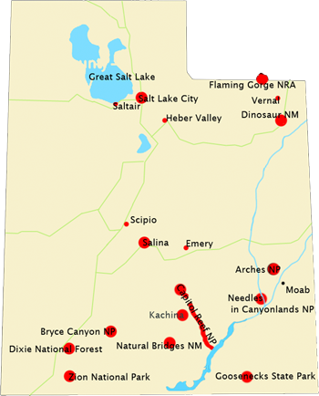 Utah Map of our pictures