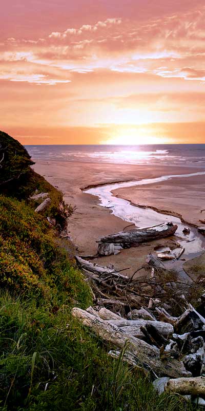 Pacific Coast Vertical Panorama; Oregon Beach Sunset picture