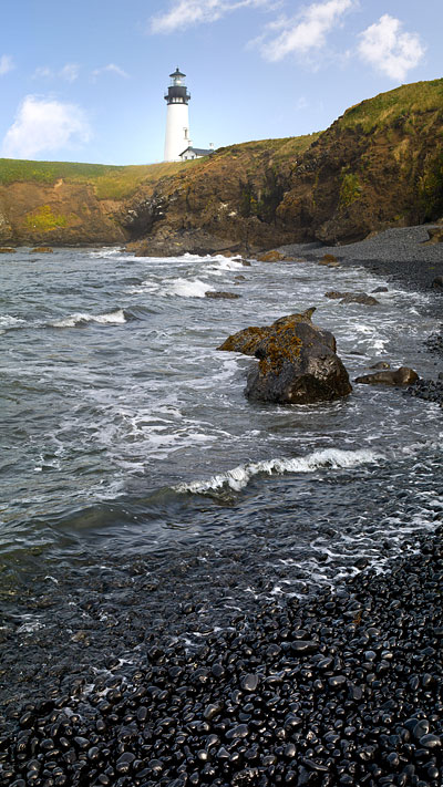 Vertical panorama of Yaquina Head Lighthouse and Tidepools - Oregon Coast